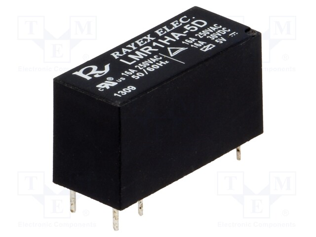 Relay: electromagnetic; SPST-NO; Ucoil: 5VDC; 16A/250VAC; 16A