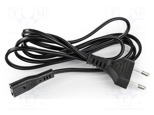 Mains cable; 2m; 10A; CEE 7/16 (C) plug,IEC 60320 C-7