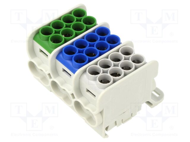 Splice terminal: distribution block; for DIN rail mounting
