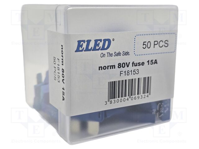 Fuse: fuse; 15A; 80VDC; automotive; 19mm; 19x5.1x20mm