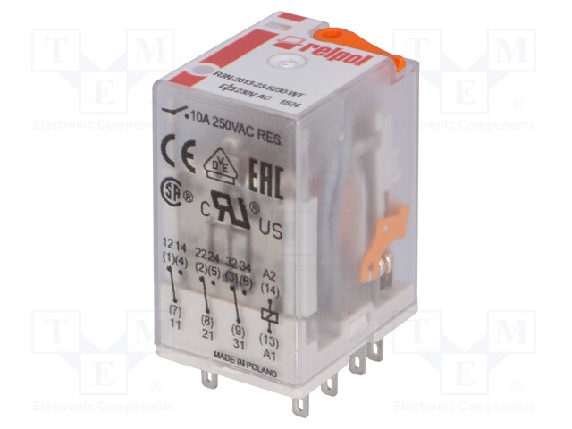 Relay: electromagnetic; 3PDT; Ucoil: 230VAC; 10A/250VAC; 10A/24VDC