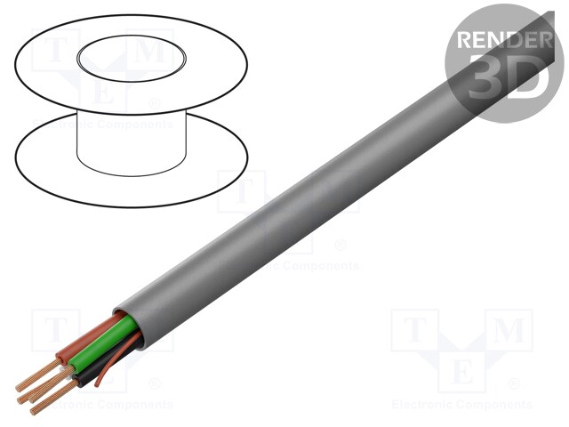 Wire; unshielded; 300V; 500m; Cu; stranded; grey; halogen free