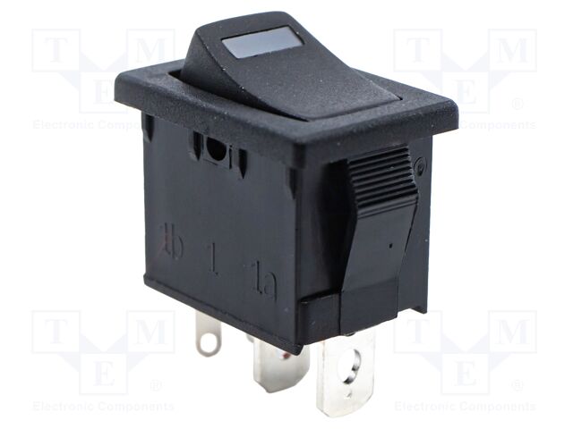 ROCKER; SPST-NO; Pos: 2; ON-OFF; 8A/250VAC; black; LED; Body: black