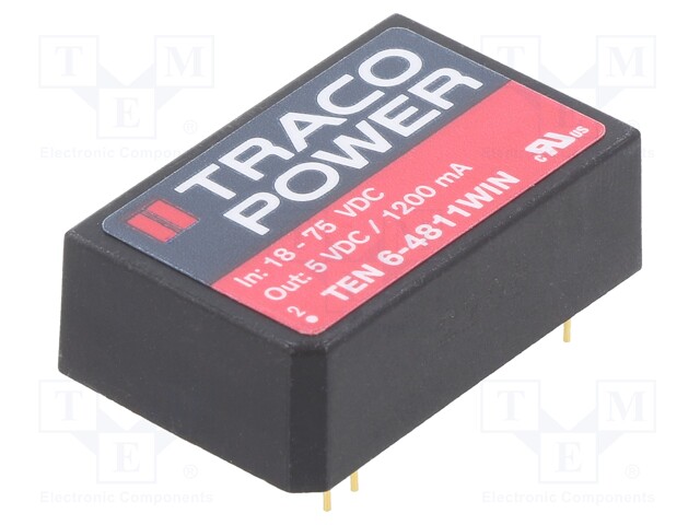 Converter: DC/DC; 6W; Uin: 18÷75V; 5VDC; Iout: 1200mA; DIP24; 13g