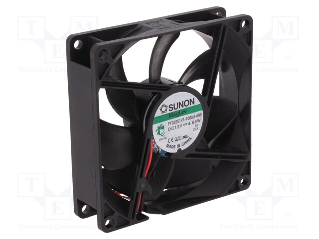 Fan: DC; axial; 12VDC; 92x92x25mm; 126.75m3/h; 45.5dBA; Vapo; 24AWG