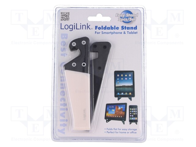 Tablet/smartphone stand; white,black; foldable; Kit: 2 stands
