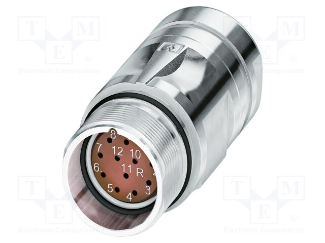 Connector: M23; plug; PIN: 12; crimped; straight; IP67; 8A; 48V