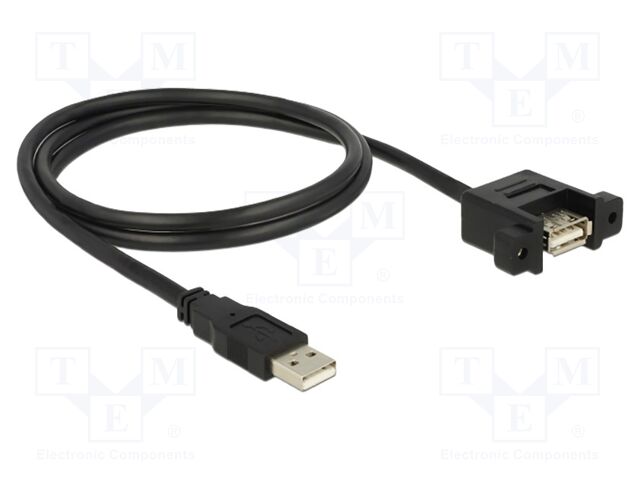 Cable; USB 2.0; USB A socket,both sides; gold-plated; 1m; black