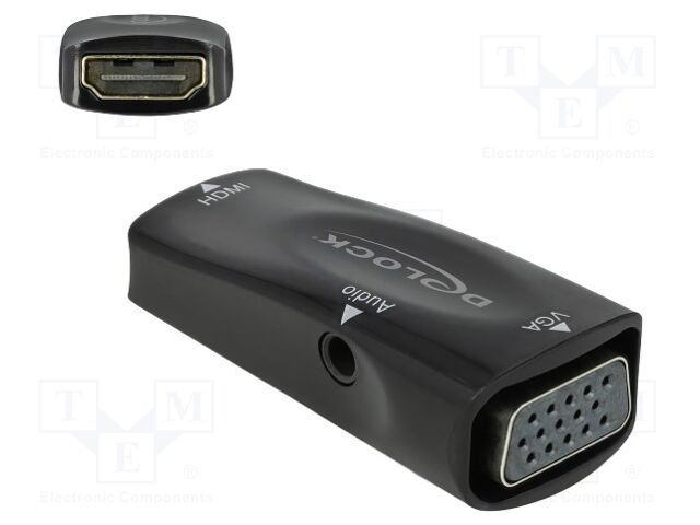 Adapter; HDMI socket,Jack 3.5mm 3pin socket,VGA female; black