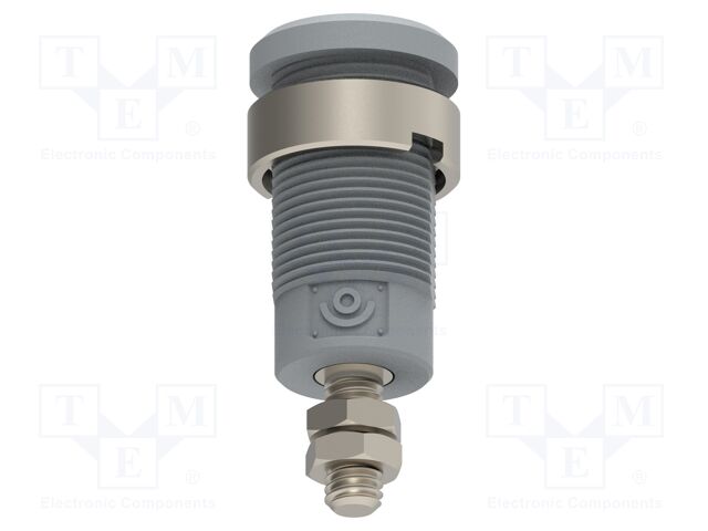 Connector: 4mm banana; socket; 25A; grey; nickel plated; M4; 34mm