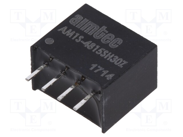 Converter: DC/DC; 1W; Uin: 43.2÷52.8V; 15VDC; Iout: 67mA; SIP4; 1.8g
