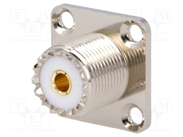 Socket; UHF (SO-239); female; straight; soldering; 18x18mm