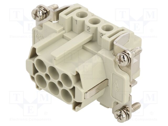 Connector: HDC; contact insert; female; CNE; PIN: 6; 6+PE; 16A; 600V