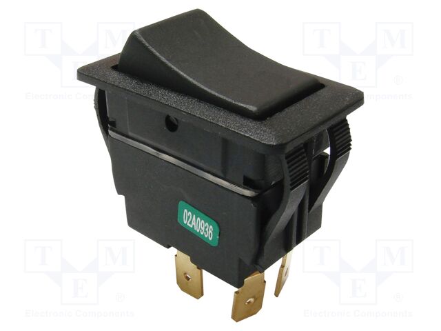 ROCKER; DPST-NO; Pos: 2; OFF-ON; 15A/277VAC; black; IP54; none; RVW