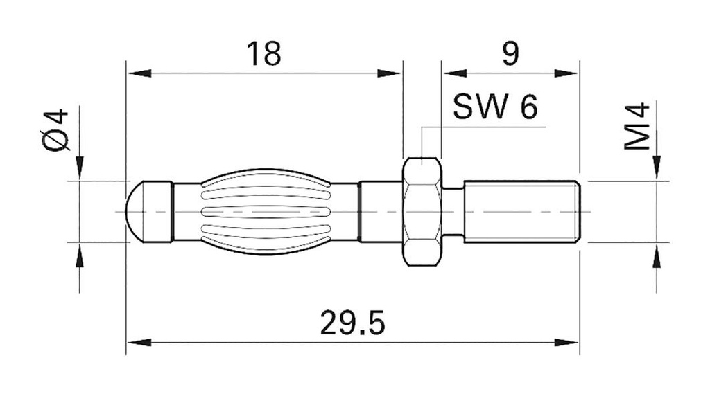 Plug; 4mm banana; 50A; 0.8mΩ; nickel plated; Contacts: CuZn; 29.5mm