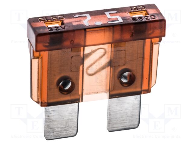 Fuse: fuse; 7.5A; 32VDC; automotive; 19.2mm; 19.2x5.2x19.2mm
