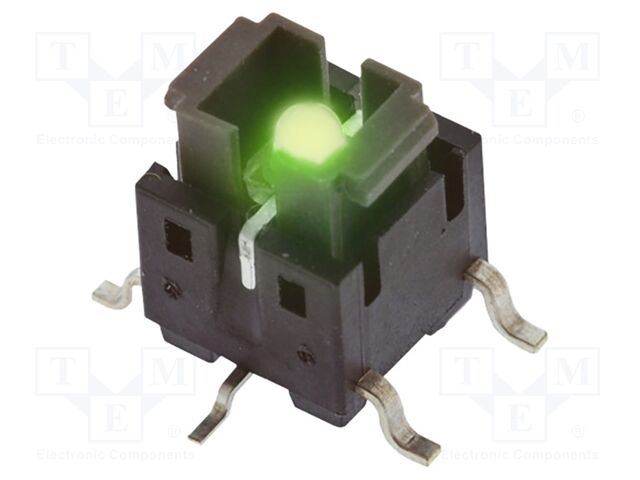 Microswitch TACT; SPST-NO; Pos: 2; 0.05A/12VDC; SMT; LED; green