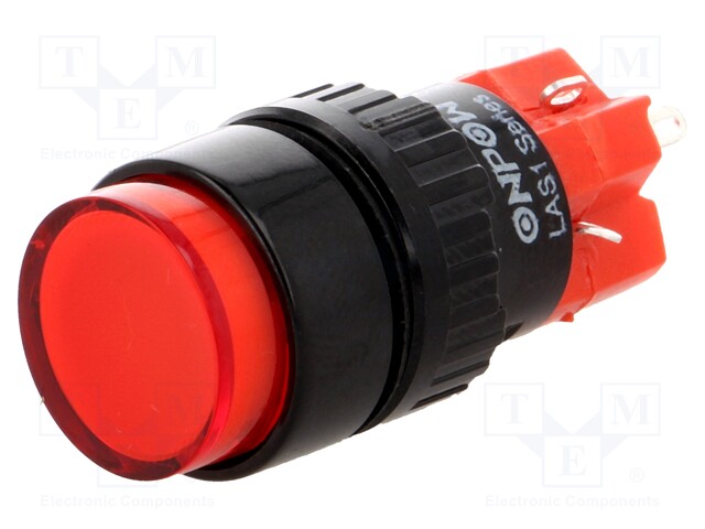 Switch: push-button; Pos: 2; SPDT; 3A/220VAC; 2A/24VDC; red; red