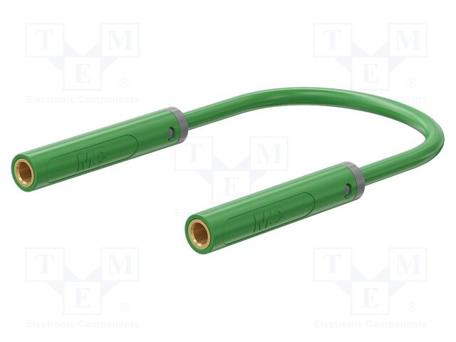 Test lead; 60VDC; 30VAC; 19A; banana socket 4mm,both sides; green