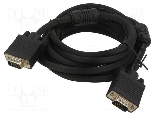 Cable; D-Sub 15pin HD male,both sides; black; 5m; Core: Cu; 30AWG