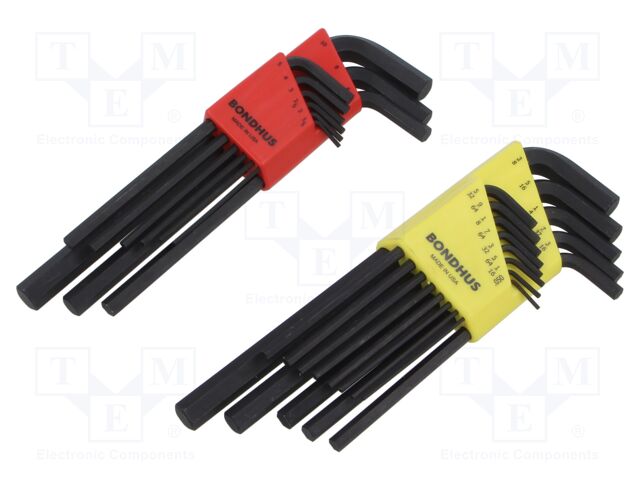 Wrenches set; inch,hex key; long