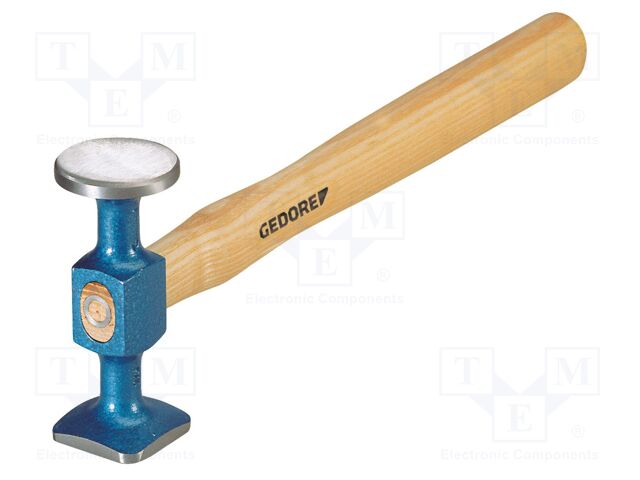 Hammer; tinner's; 300mm; round; steel; wood (hickory); Ø: 40mm