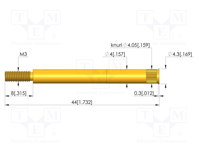 Test probe socket; gold-plated; KS-150; 44mm; test needles