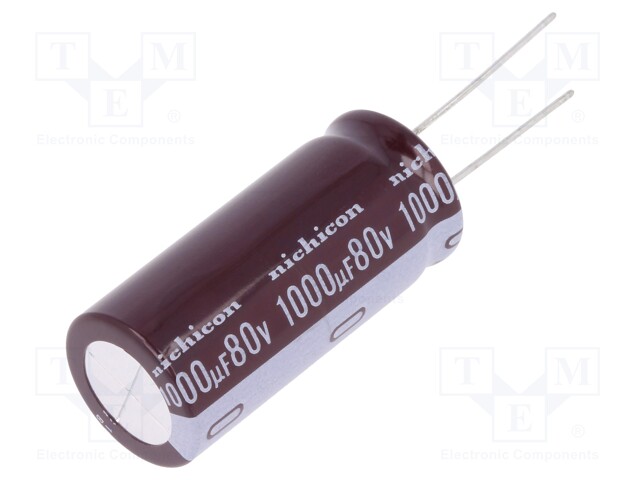 Capacitor: electrolytic; low impedance; THT; 1000uF; 80VDC; ±20%