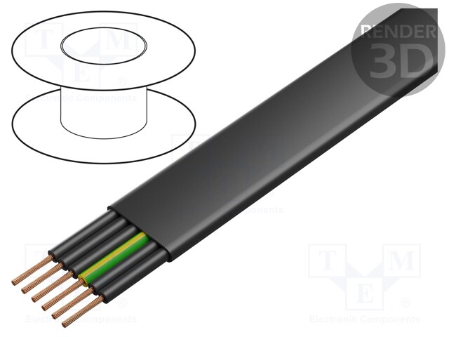 Wire; PVC-Flach; 6G0,75mm2; unshielded; 450/750V; PVC; Cu; stranded