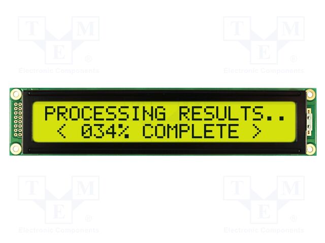 Display: LCD; STN Positive; 20x2; yellow-green; 180x40mm; LED; 1x16