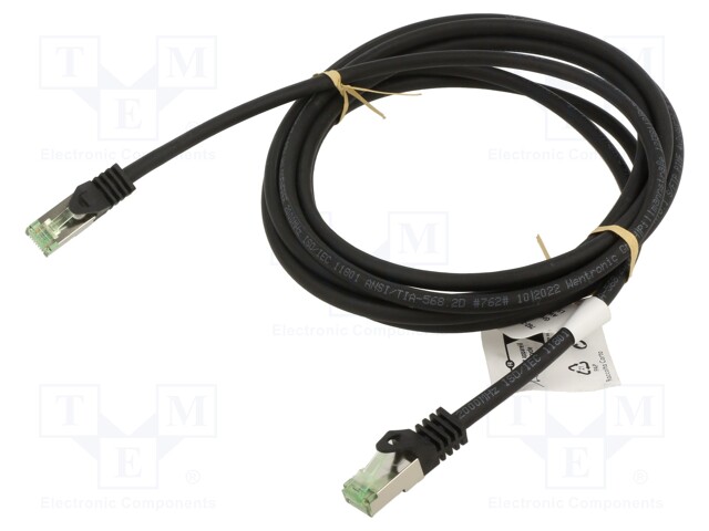 Patch cord; S/FTP; Cat 8.1; stranded; Cu; LSZH; black; 15m; 26AWG
