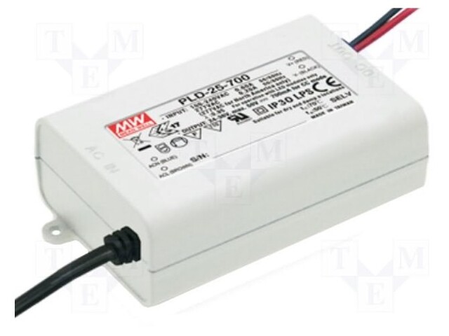 Power supply: switched-mode; LED; 25.2W; 12÷18VDC; 1400mA; IP30