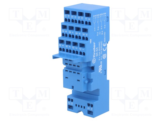 Socket; PIN: 14; 10A; 250VAC; Mounting: DIN; Leads: spring clamps
