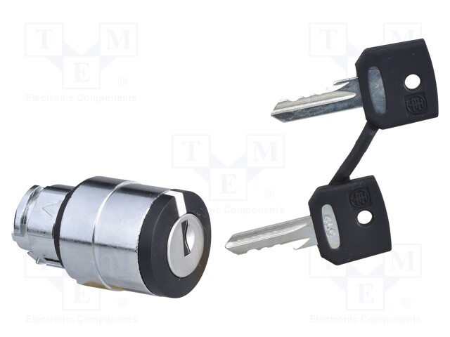 Switch: rotary with key; Stabl.pos: 2; 22mm; black; Illumin: none