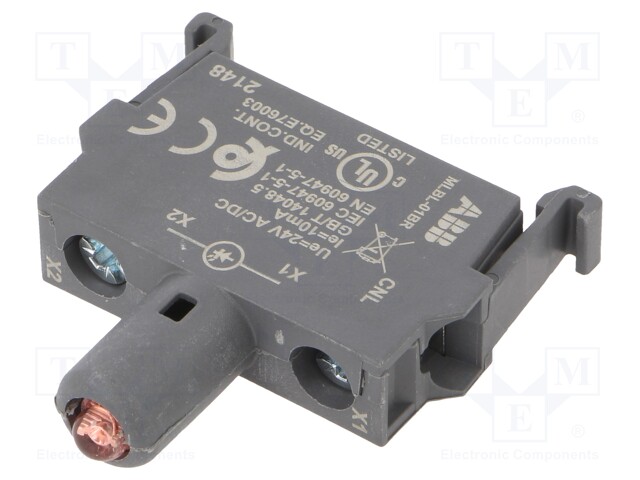 Illuminating unit; 22mm; Illumin: LED; for back plate; 24VAC; red