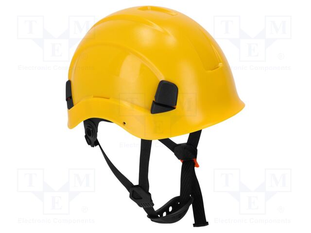 Protective helmet; with 3-point chin strap; yellow; PC; -30÷50°C