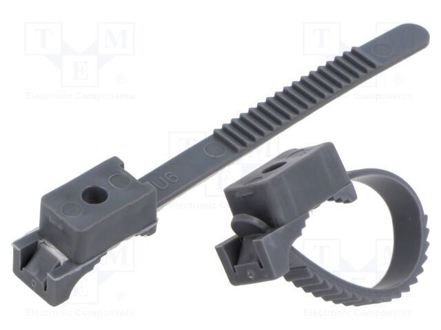 Cable strap clip; L: 80mm; 100pcs; -15÷80°C; StrapLock; Body: grey
