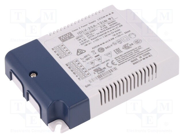 Power supply: switched-mode; LED; 21.6W; 12VDC; 1.8A; 90÷295VAC