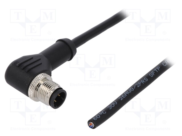 Plug; M12; PIN: 4; male; D code-Ethernet; IP65/IP67; 250V; 4A; cables