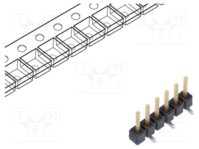 Connector: pin strips; male; PIN: 6; 2.54mm; gold-plated; SMT