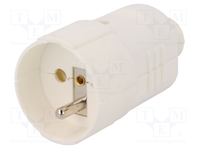 Connector: AC supply; socket; Layout: 2P+PE; white; 230VAC; 16A