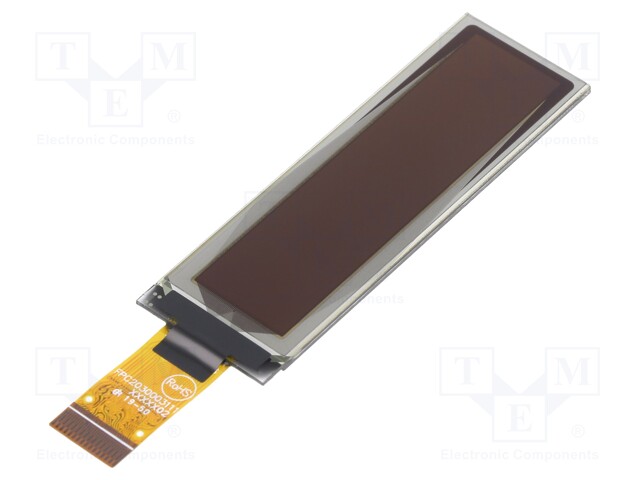 Display: OLED; graphical; 2.08"; 256x64; Dim: 60.5x19x1.6mm; white