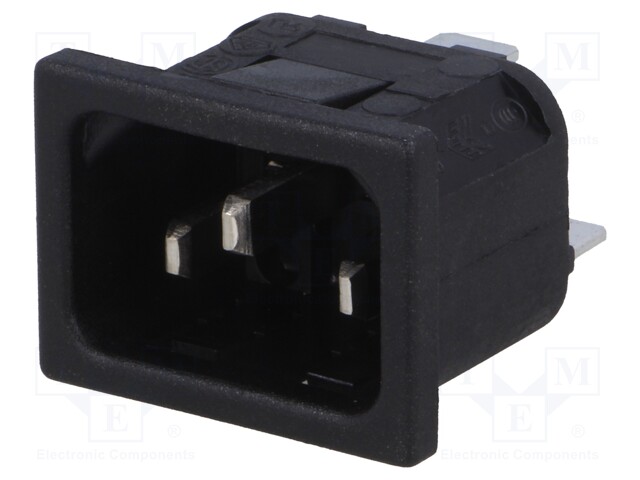 Connector: AC supply; socket; male; 10A; 250VAC; IEC 60320; C14 (E)