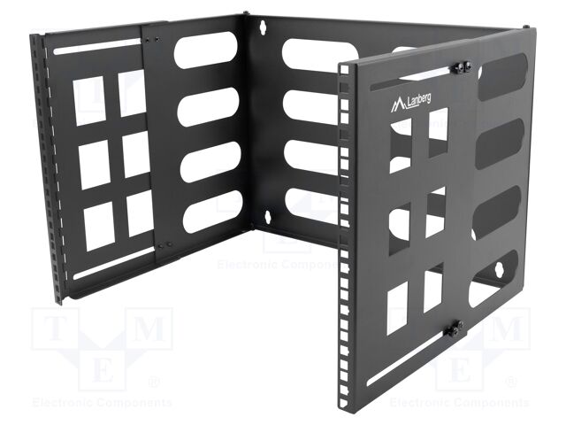 Wall mounting element; 8U; black; Standard: 19"