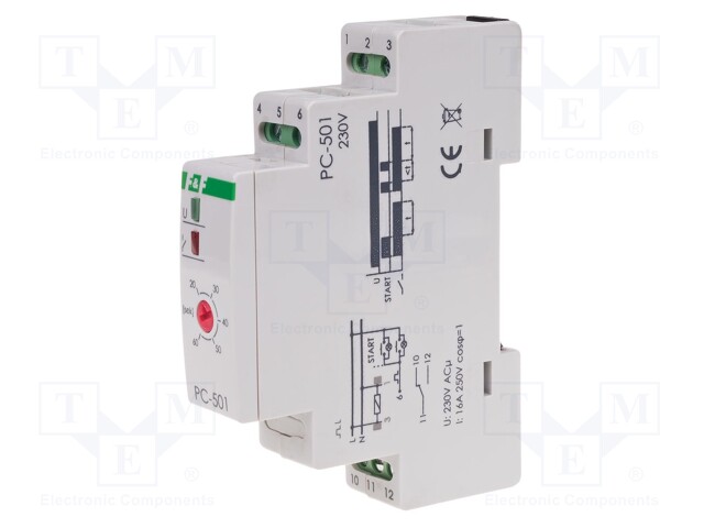 Timer; 0,2s÷1min; NO / NC; 16A; 230VAC; for DIN rail mounting