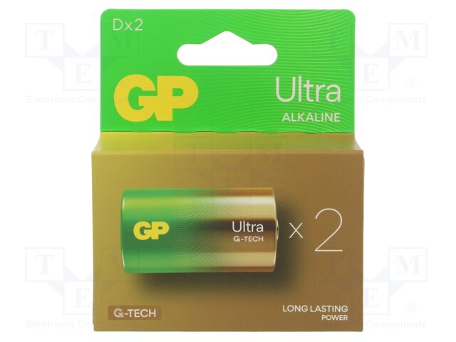 Battery: alkaline; D; 1.5V; non-rechargeable; 2pcs; ULTRA G-TECH