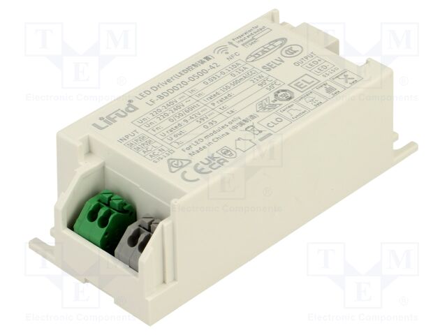 Power supply: switching; LED; 20W; 9÷42VDC; 150÷500mA; 220÷240VAC