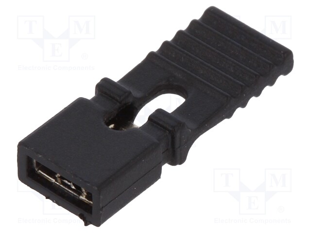 Jumper; pin strips; female; open,with holder; 2.54mm; 1x2; black