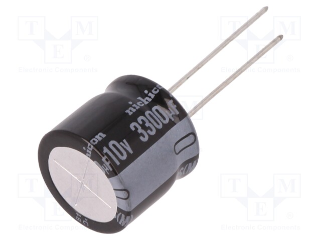Capacitor: electrolytic; THT; 3300uF; 10VDC; Ø16x15mm; Pitch: 7.5mm