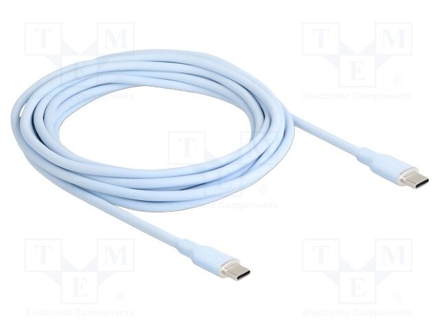 Cable; USB 2.0; USB C plug,both sides; gold-plated; 4m; blue; 60W